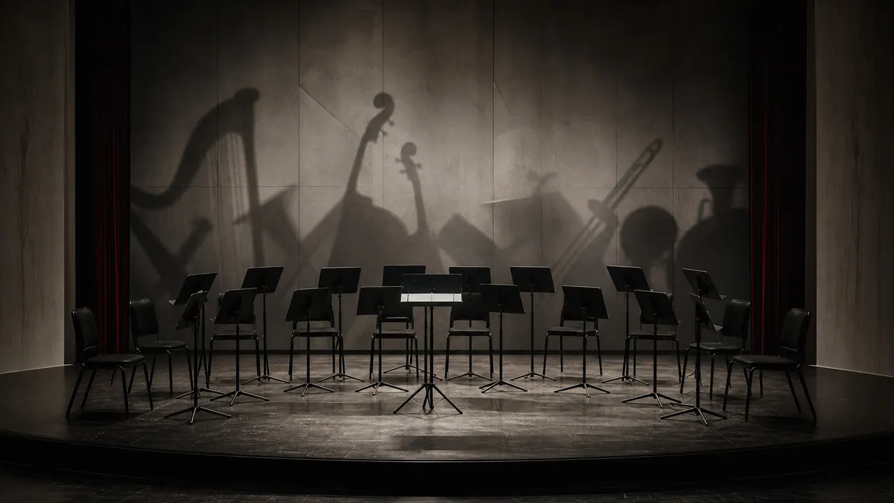 Escenario vacío preparado para un concierto de ensambles